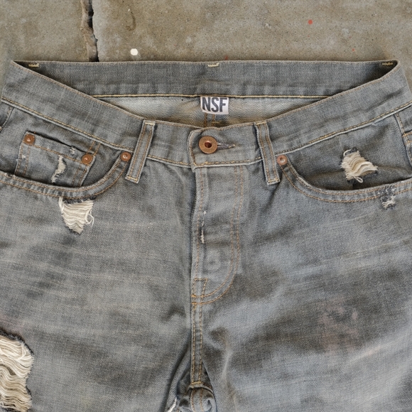 NSF Women's Straight Slouch Button Fly Distressed Jeans, Size US 4 *see meas - Picture 3 of 10